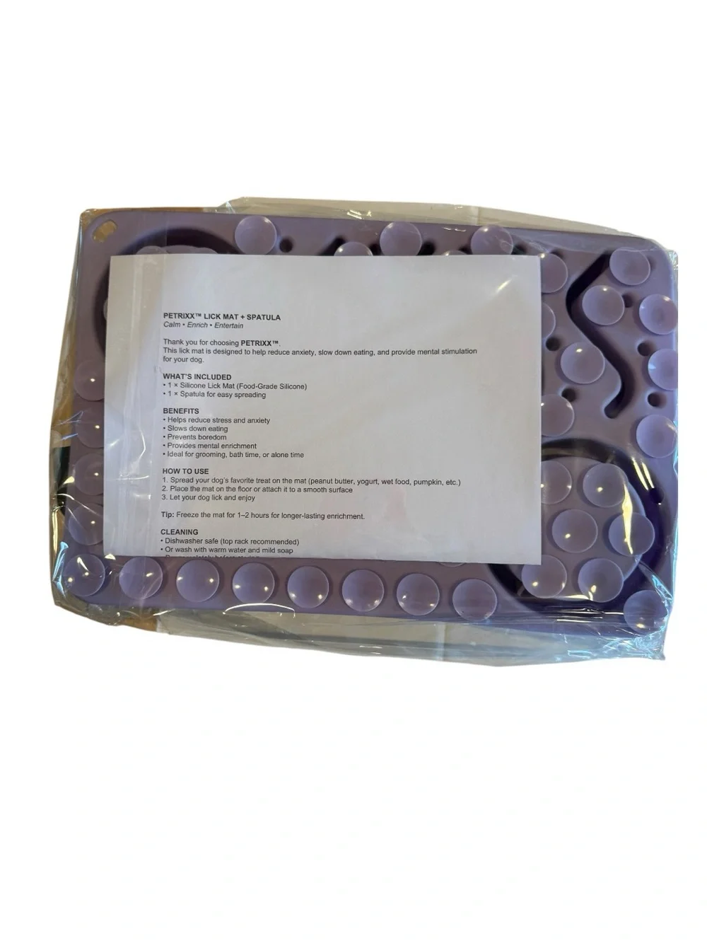 PETRIXX Slow Feed Dog Lick Mat w/ Bowl & Spatula Anxiety Relief Purple NWT